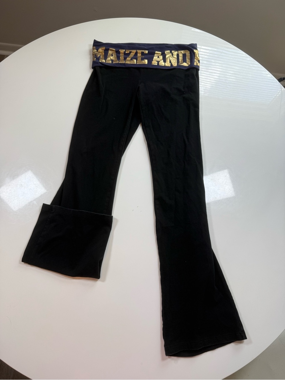 Y2K Michigan Pink Fold over Flare Leggings